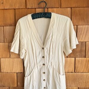 Whistles Cream Button-Down Dress
